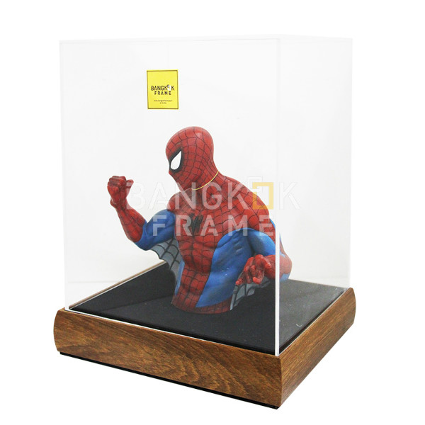 กรอบกล่องใสโชว์สินค้าฐานไม้